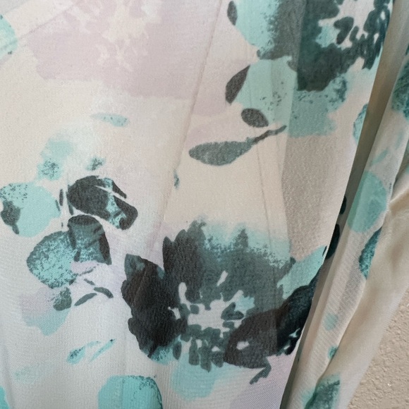 Simply Vera Vera Wang White Midi Dress with Teal Floral Print. Size XL - Picture 4 of 5